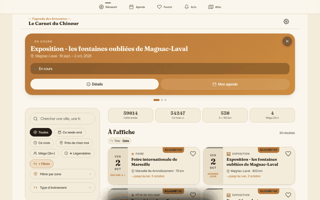 Aperçu animé du site Le Carnet du Chineur