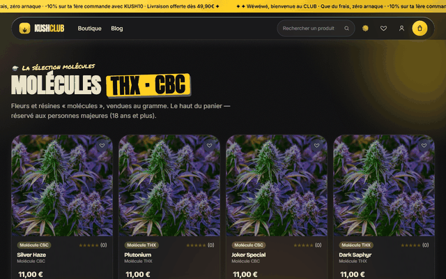 Aperçu animé du site KUSHCLUB