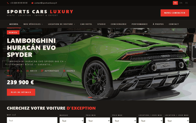 Aperçu animé du site Sport Cars Luxury